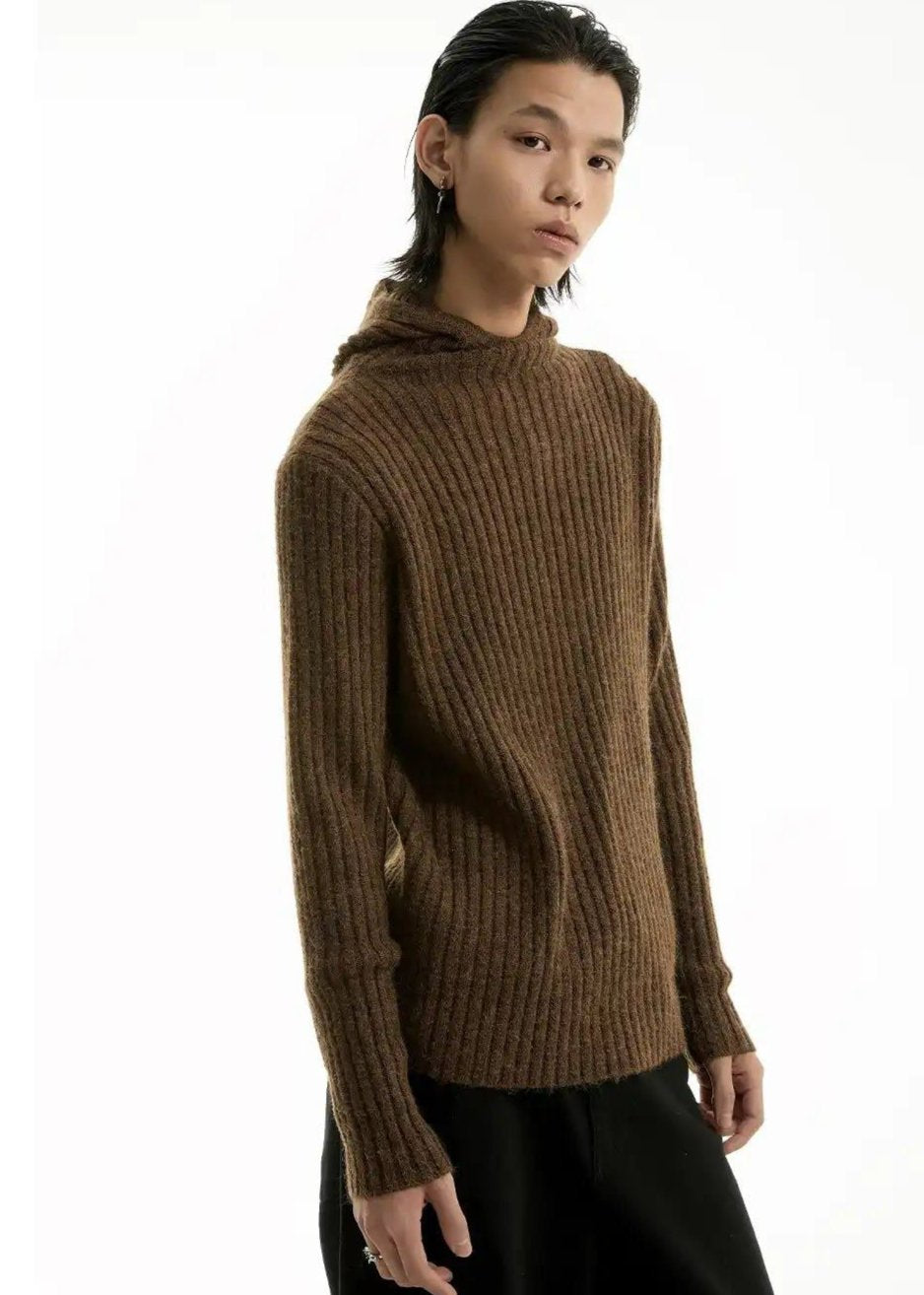 Ribbed Hooded Slim Sweater Korean Street Fashion Sweater By Funky Fun Shop Online at OH Vault