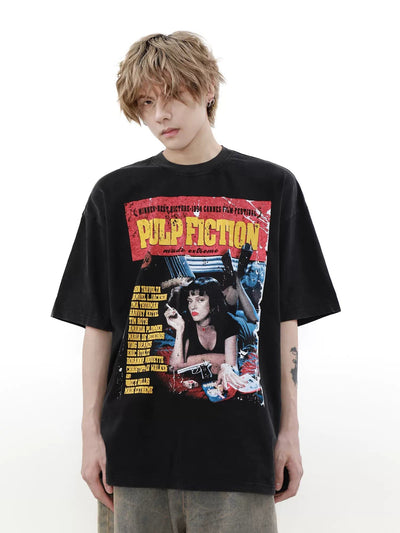 Vintage Pulp F!ction Poster T-Shirt Korean Street Fashion T-Shirt By Mr Nearly Shop Online at OH Vault