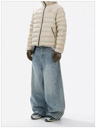 Washed Bar Stripes Jeans Korean Street Fashion Jeans By Mr Nearly Shop Online at OH Vault