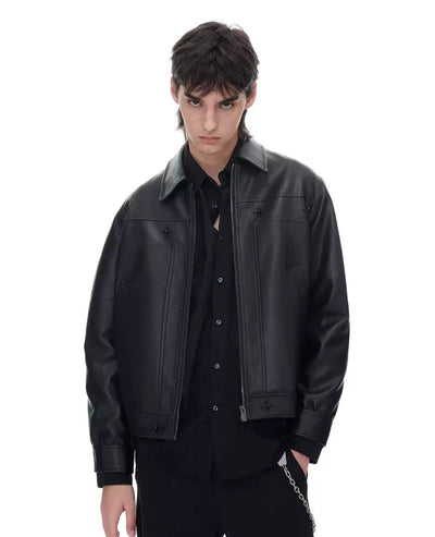 Regular Fit Versatile PU Leather Jacket Korean Street Fashion Jacket By Terra Incognita Shop Online at OH Vault