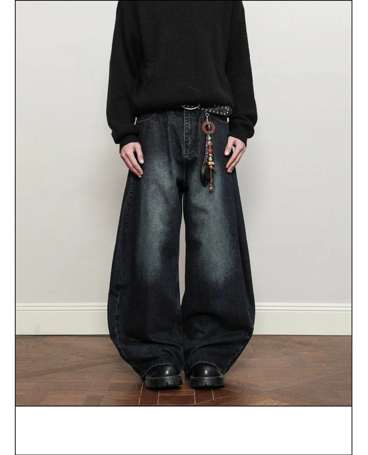 Faded Effect Baggy Fit Jeans Korean Street Fashion Jeans By A PUEE Shop Online at OH Vault