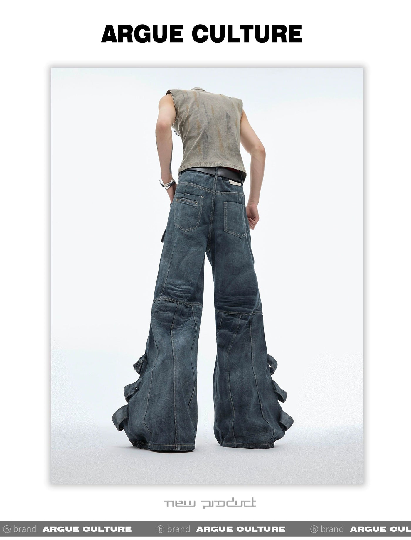 Distressed Strap Pleated Jeans Korean Street Fashion Jeans By Argue Culture Shop Online at OH Vault