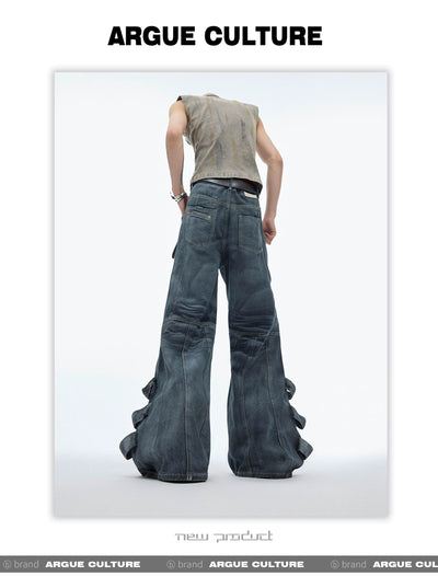Distressed Strap Pleated Jeans Korean Street Fashion Jeans By Argue Culture Shop Online at OH Vault