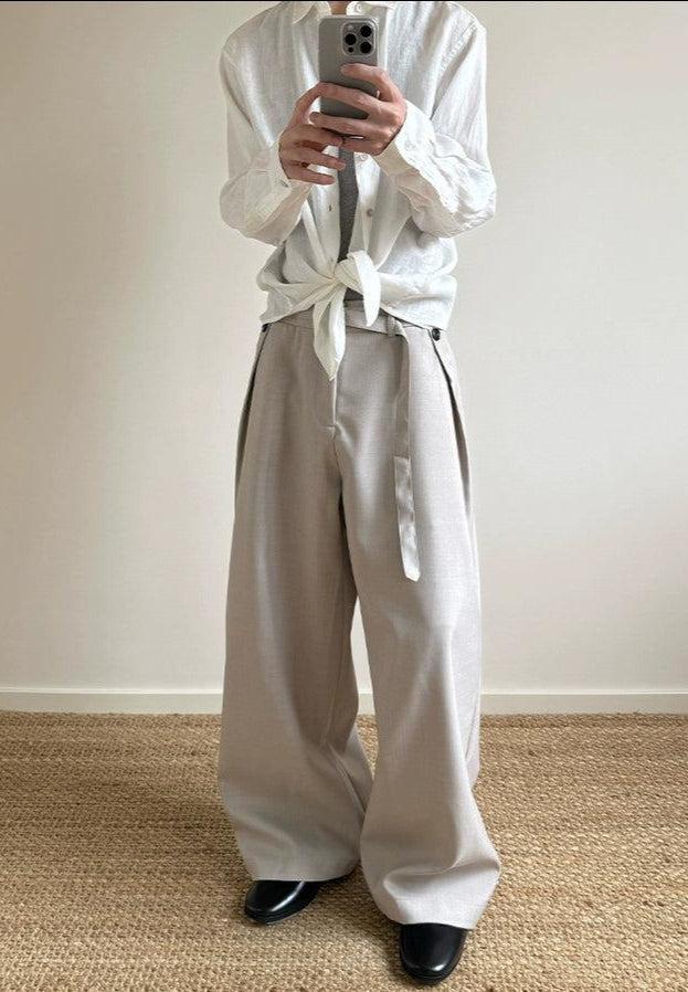 Waist Belt Strap Minimal Trousers Korean Street Fashion Trousers By A PUEE Shop Online at OH Vault