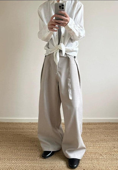 Waist Belt Strap Minimal Trousers Korean Street Fashion Trousers By A PUEE Shop Online at OH Vault