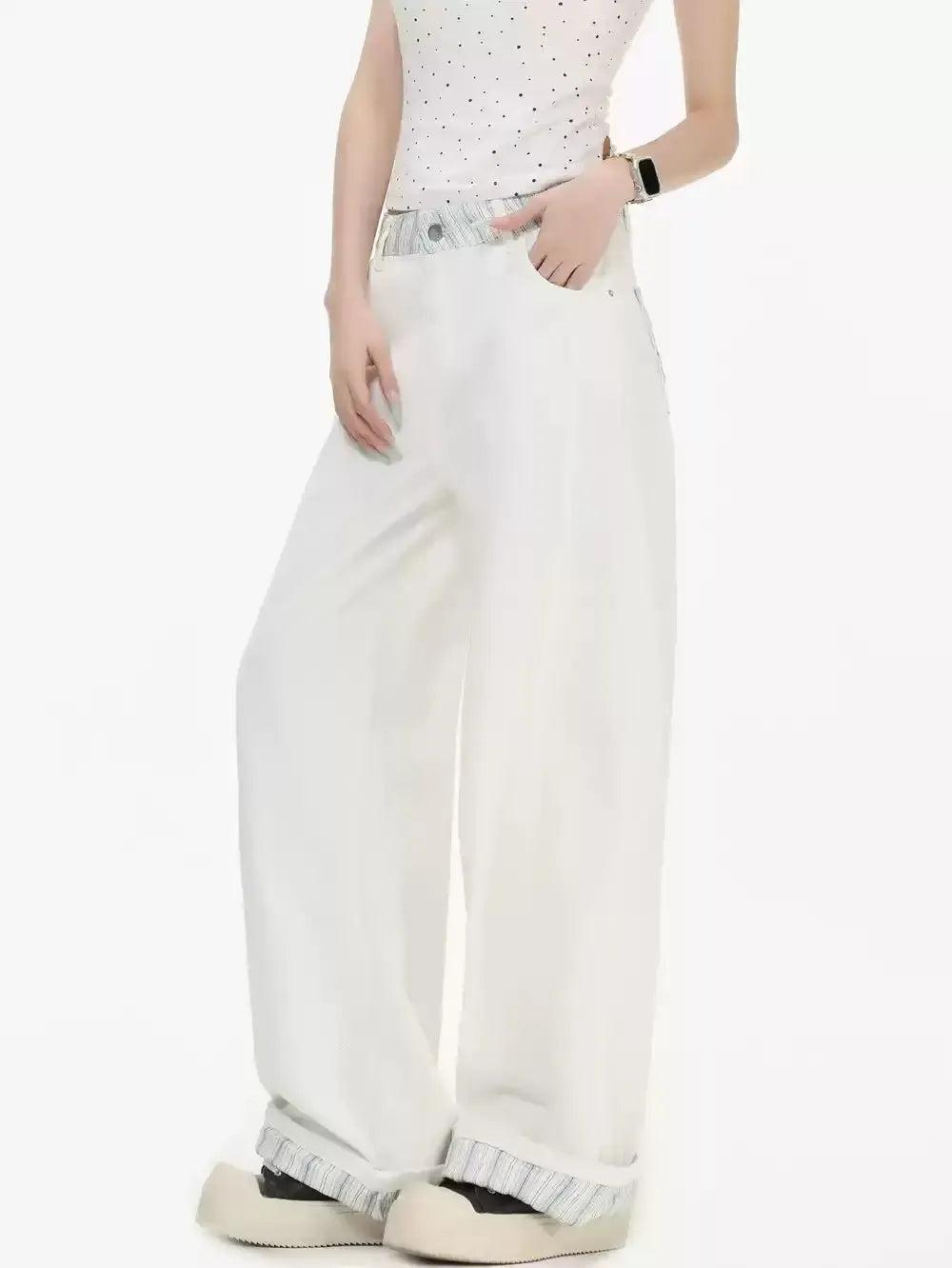 Spliced Straight Cut Jeans Korean Street Fashion Jeans By INS Korea Shop Online at OH Vault