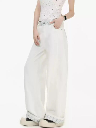 Spliced Straight Cut Jeans Korean Street Fashion Jeans By INS Korea Shop Online at OH Vault