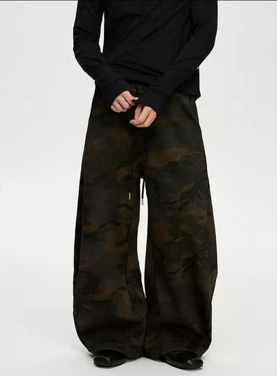 Dark Camo Drawstring Pants Korean Street Fashion Pants By A PUEE Shop Online at OH Vault