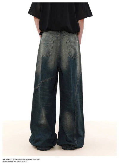 Asymmetric Washed Jeans Korean Street Fashion Jeans By Mr Nearly Shop Online at OH Vault