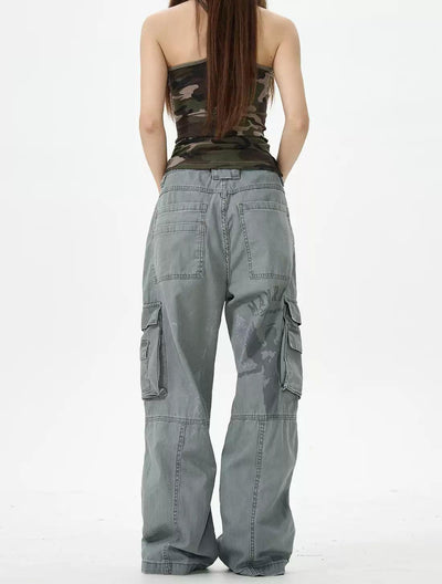 Sphere Graphic Ripped Cargo Pants Korean Street Fashion Pants By 77Flight Shop Online at OH Vault