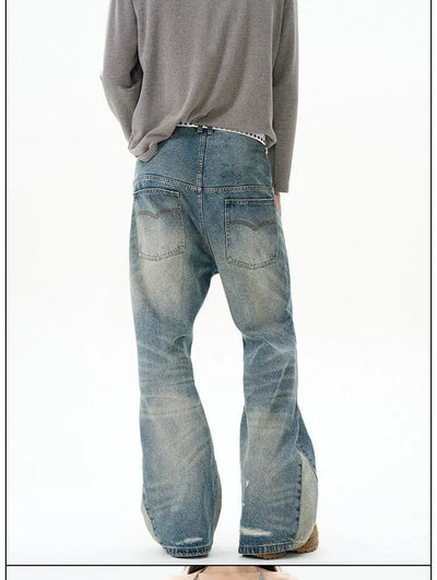 Washed Double-Waist Ripped Jeans Korean Street Fashion Jeans By 77Flight Shop Online at OH Vault