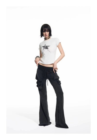 Multi-Pocket Slim Flare Sweatpants Korean Street Fashion Pants By Team Geek Shop Online at OH Vault