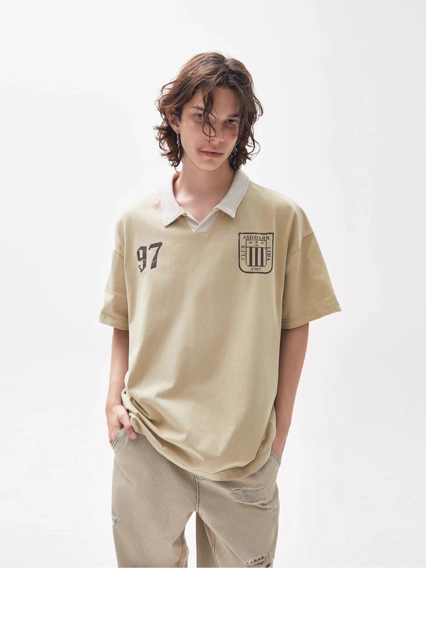 Contrast Collar Casual Polo Korean Street Fashion Polo By Ash Dark Shop Online at OH Vault