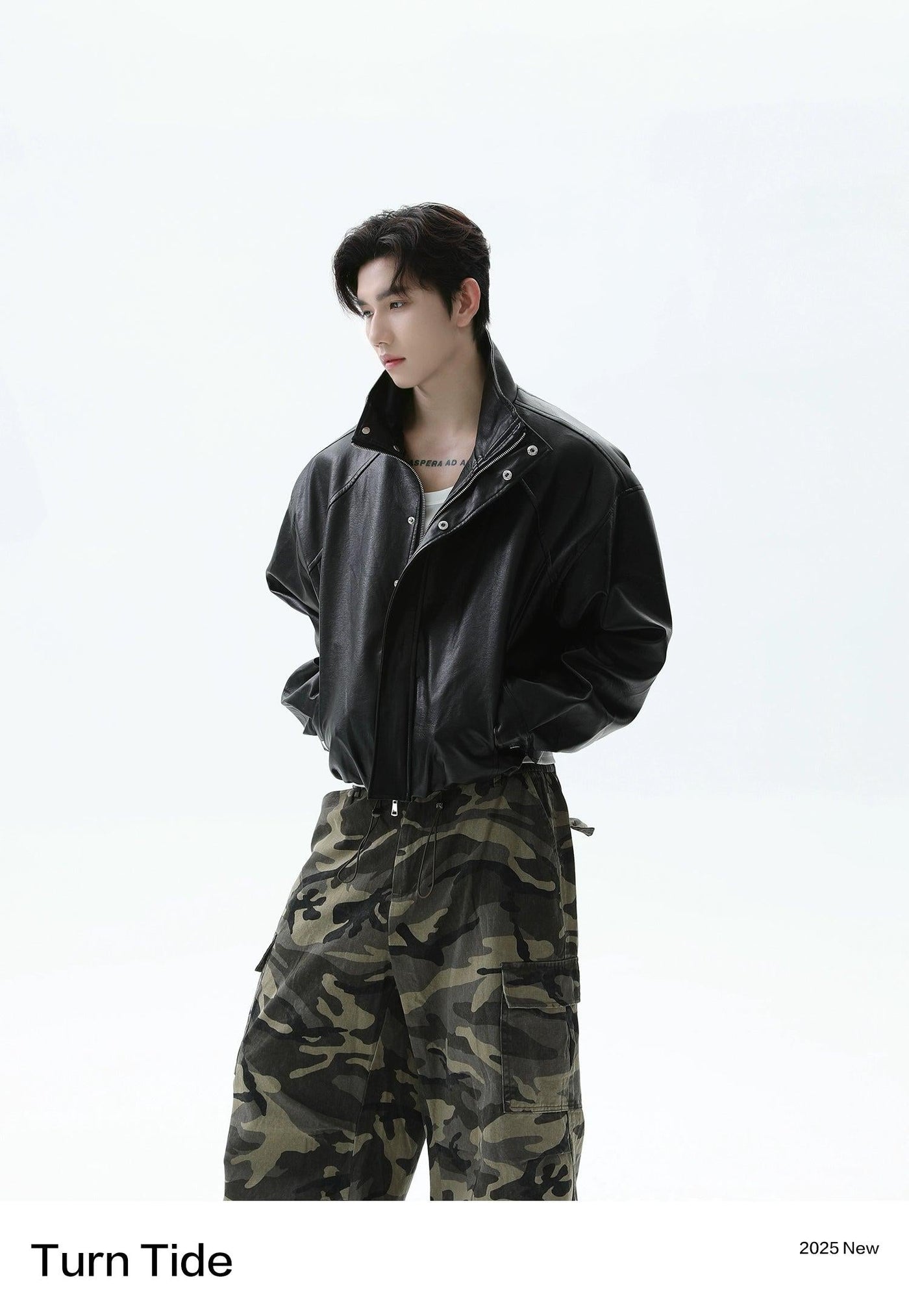 Structured PU Leather Short Jacket Korean Street Fashion Jacket By Turn Tide Shop Online at OH Vault