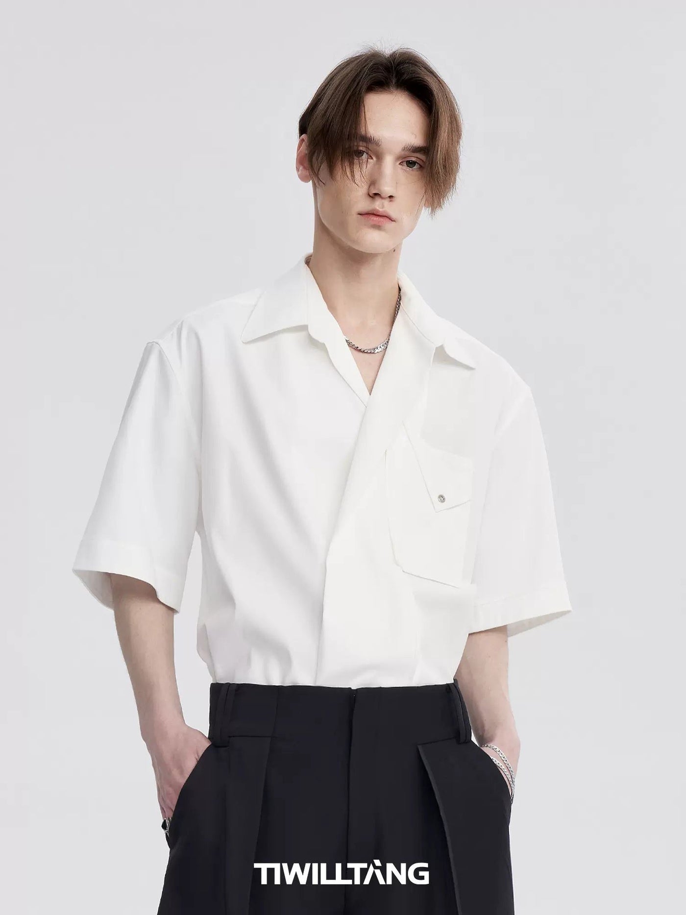 Minimal Structured Short Sleeve Shirt Korean Street Fashion Shirt By TIWILLTANG Shop Online at OH Vault