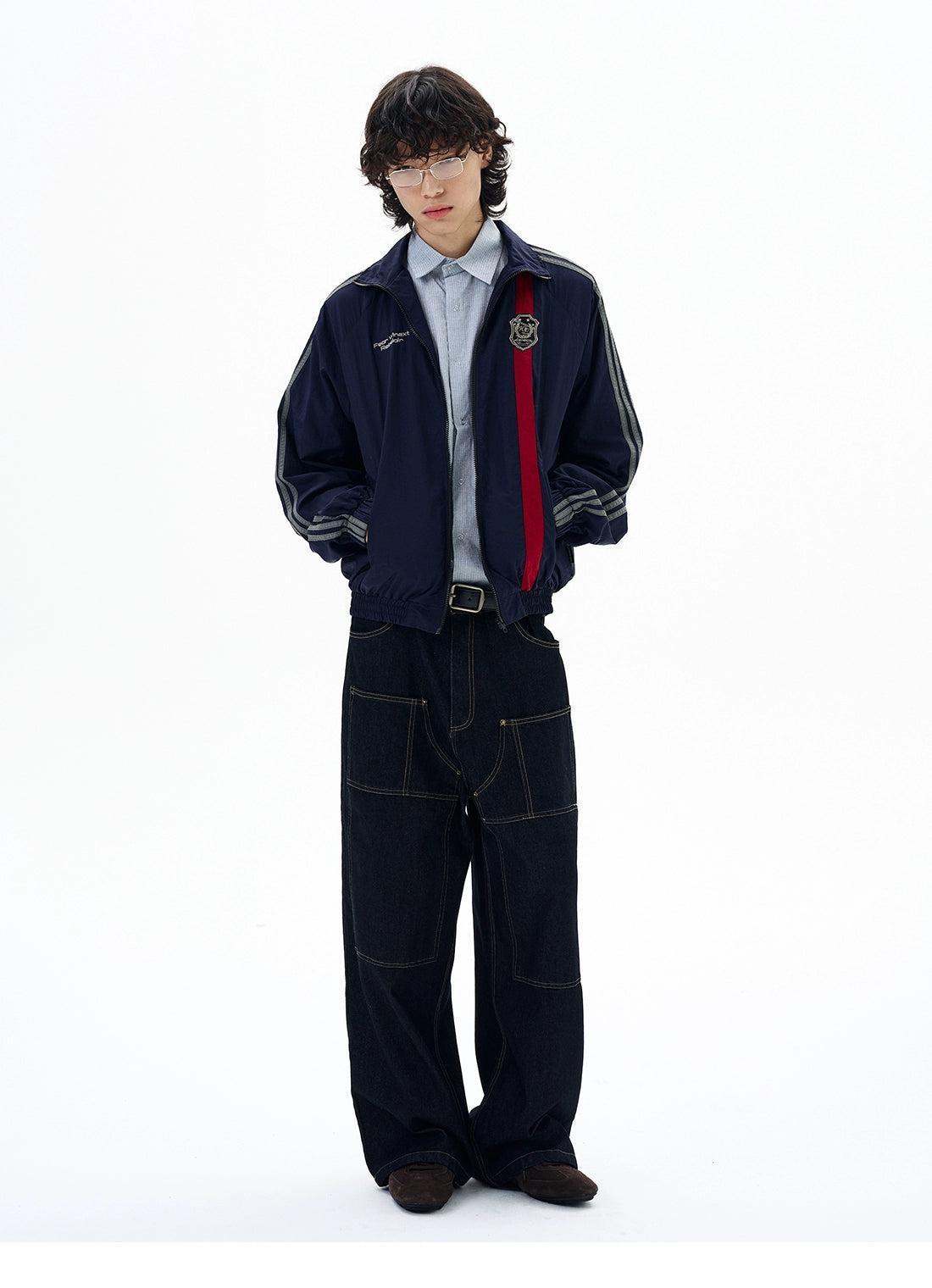 Sports Bar Stripes Zipped Jacket Korean Street Fashion Jacket By 77Flight Shop Online at OH Vault