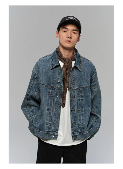 Metal Buttons Washed Denim Jacket