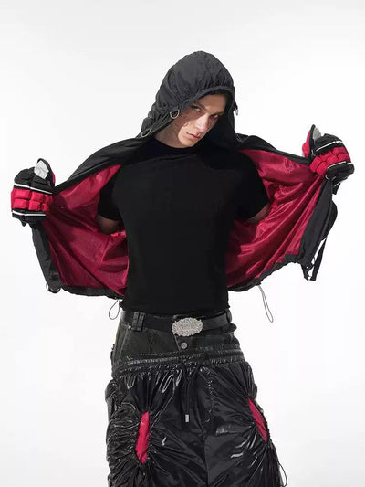 Pleated Hooded Windbreaker Jacket Korean Street Fashion Jacket By Slim Black Shop Online at OH Vault