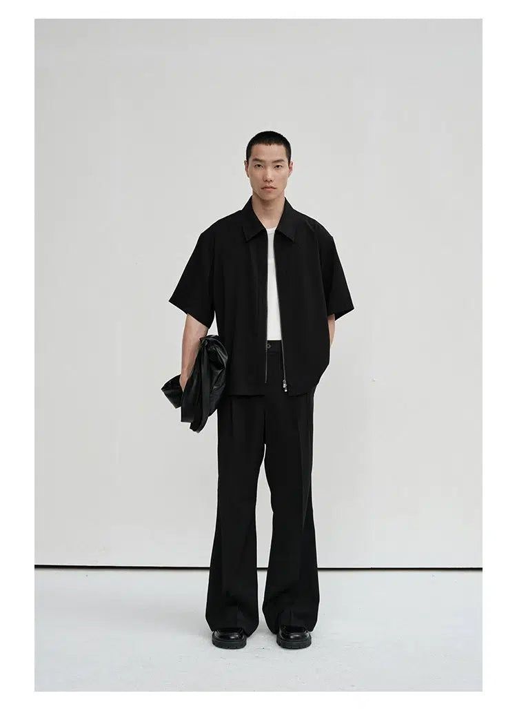 Chic Zipped Short Sleeve Shirt Korean Street Fashion Shirt By NANS Shop Online at OH Vault