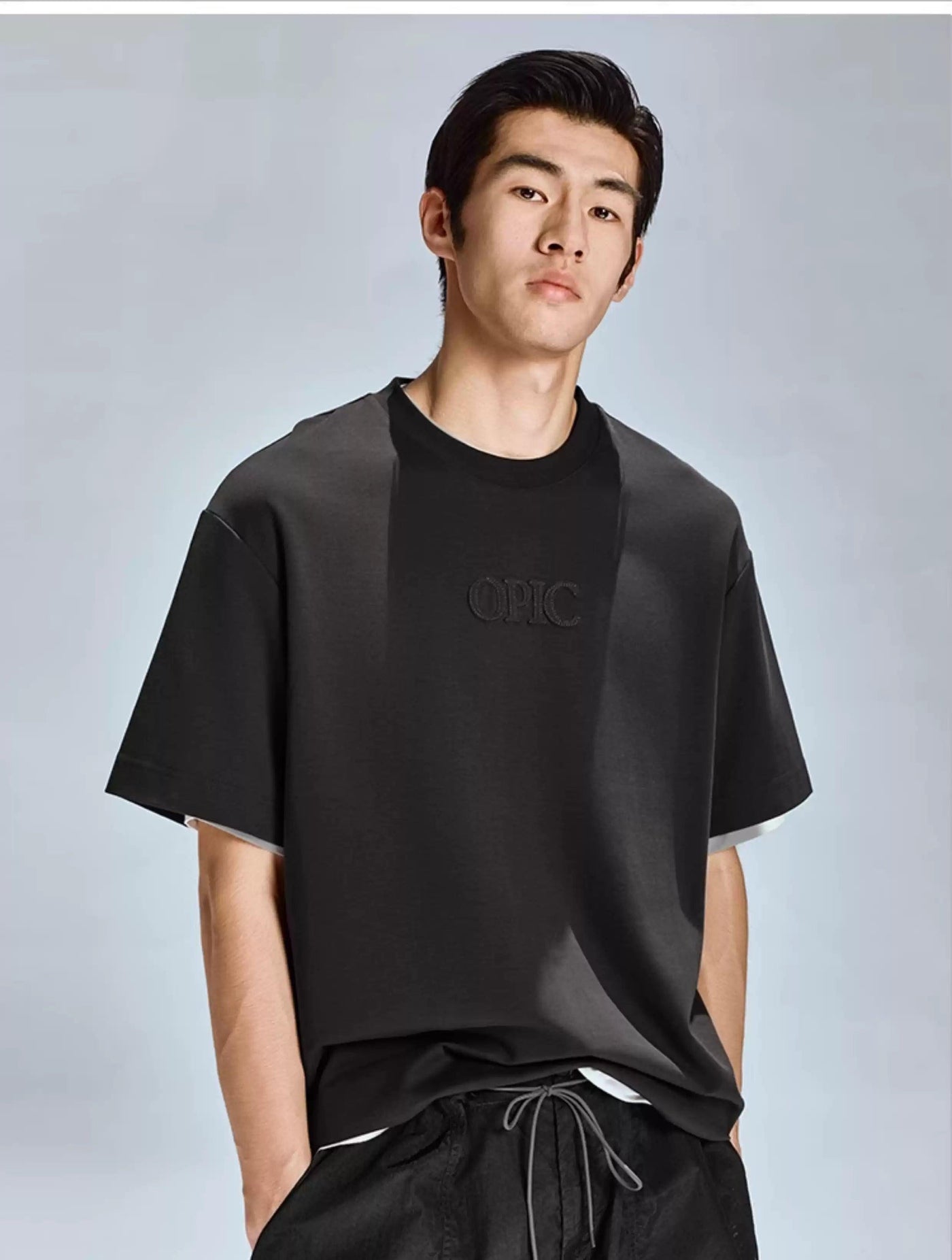 Basic Patched Logo T-Shirt Korean Street Fashion T-Shirt By Opicloth Shop Online at OH Vault