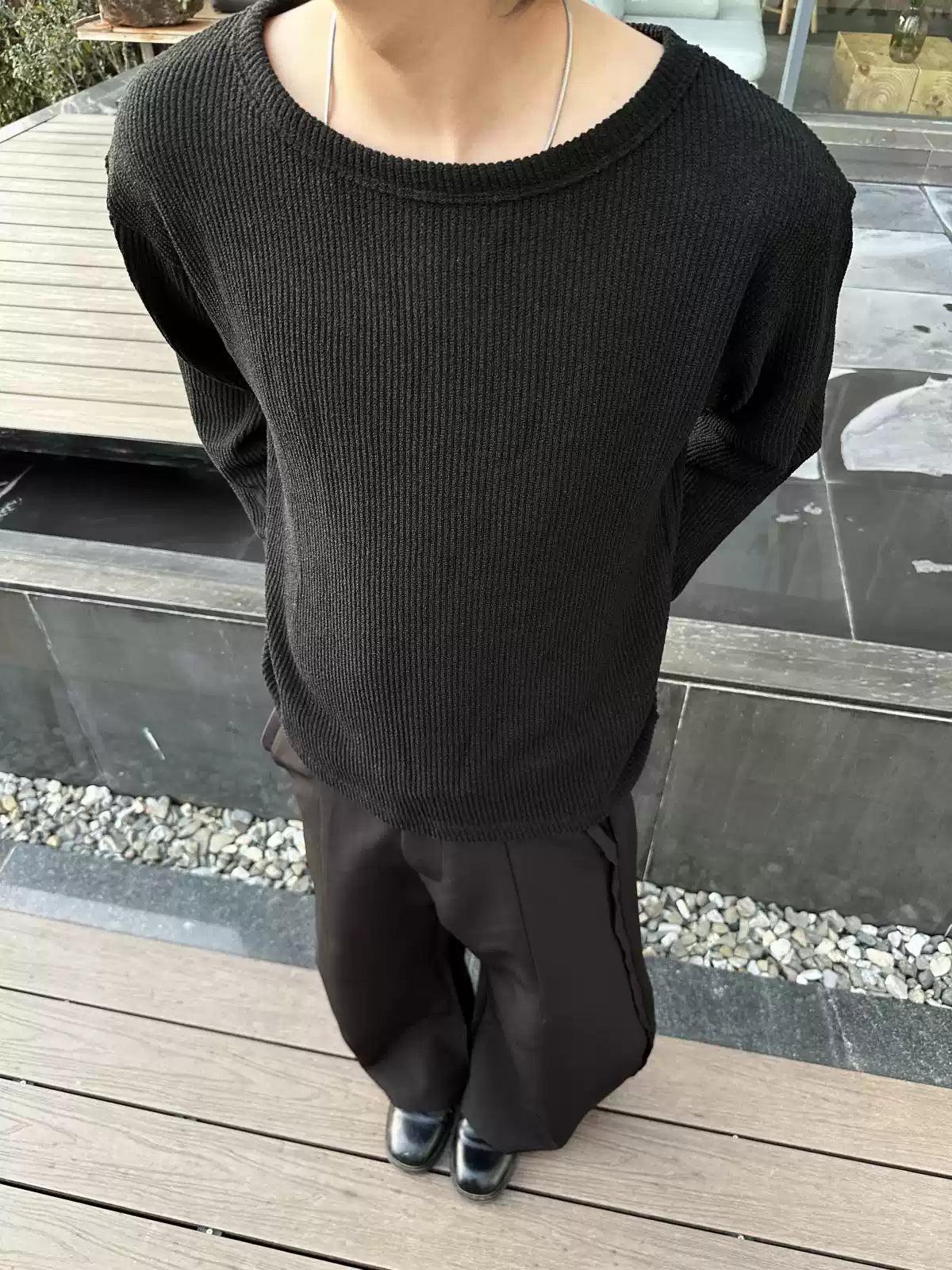 Basic Textured Long Sleeve T-Shirt Korean Street Fashion T-Shirt By Made Extreme Shop Online at OH Vault