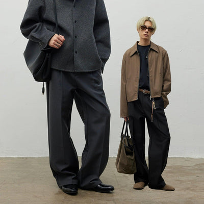 Clean Fit Pleated Trousers Korean Street Fashion Trousers By Terra Incognita Shop Online at OH Vault