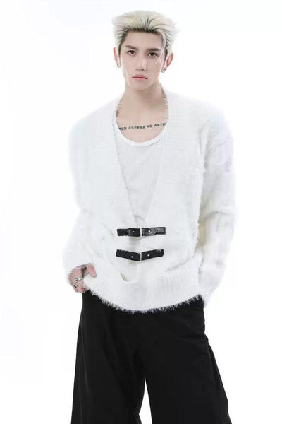 Strapped Layer V-Neck Sweater Korean Street Fashion Sweater By Turn Tide Shop Online at OH Vault