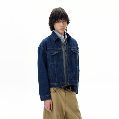 Zip-Front Flap Pocket Denim Jacket Korean Street Fashion Jacket By 77Flight Shop Online at OH Vault