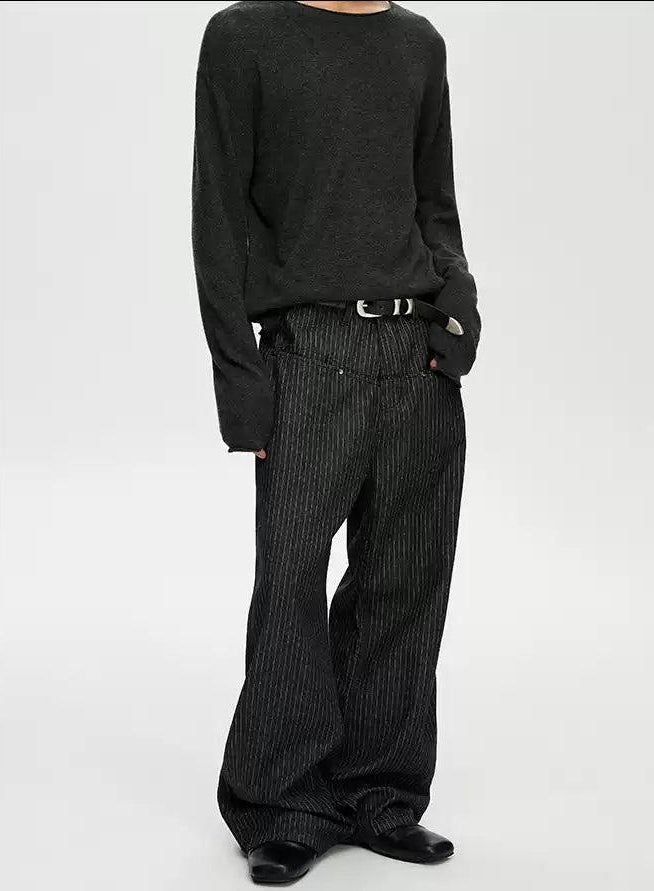 Vertical Stripes Pocket Pants Korean Street Fashion Pants By A PUEE Shop Online at OH Vault