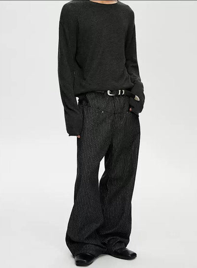 Vertical Stripes Pocket Pants Korean Street Fashion Pants By A PUEE Shop Online at OH Vault