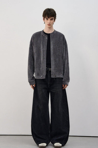Clean Fit Stand Collar Textured Cardigan Korean Street Fashion Cardigan By MaxDstr Shop Online at OH Vault