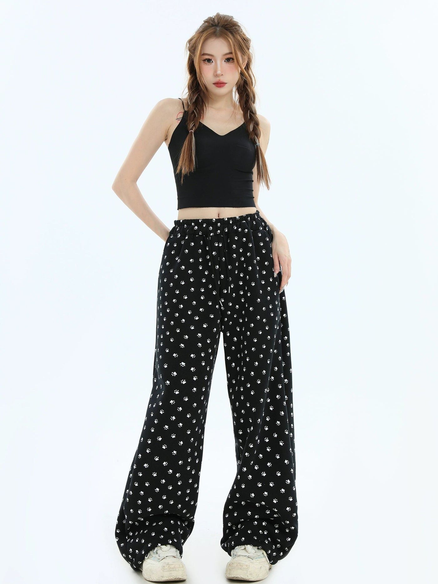 Puppy Paw Full-Print Sweatpants Korean Street Fashion Pants By INS Korea Shop Online at OH Vault