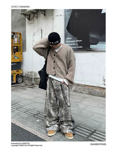 Snake Pattern Loose Fit Pants Korean Street Fashion Pants By Dark Fog Shop Online at OH Vault