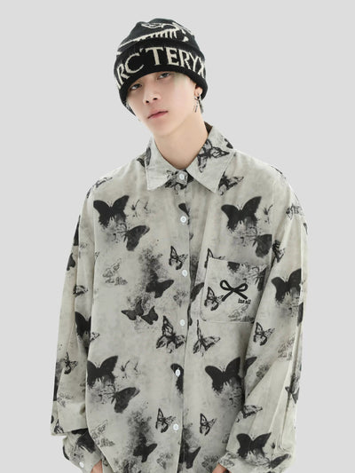 Ink Butterfly Vintage Shirt Korean Street Fashion Shirt By INS Korea Shop Online at OH Vault