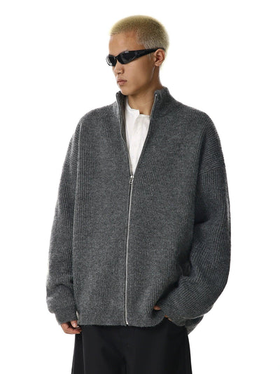 Cozy Zipped Knit Jacket Korean Street Fashion Jacket By MEBXX Shop Online at OH Vault