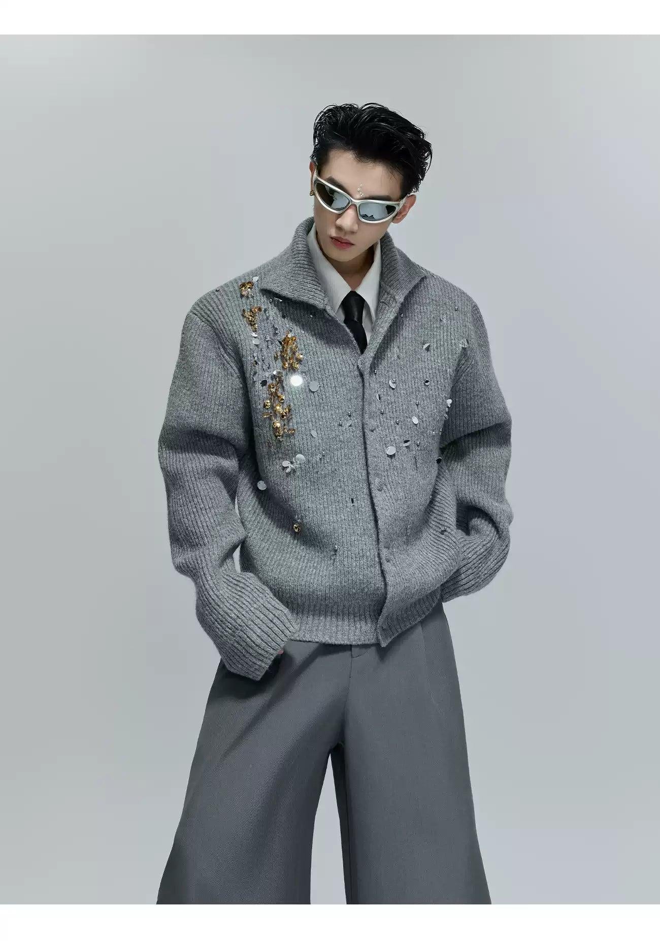 Assorted Details Buttoned Sweater Korean Street Fashion Sweater By Argue Culture Shop Online at OH Vault