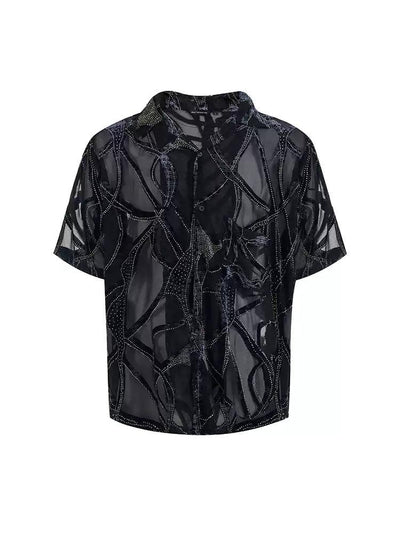 Mesh Snake Pattern Shirt Korean Street Fashion Shirt By Slim Black Shop Online at OH Vault