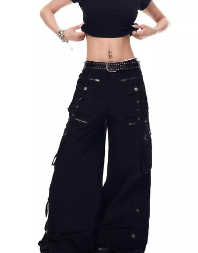 Multiple Pocket and Button Pants Korean Street Fashion Pants By Blacklists Shop Online at OH Vault