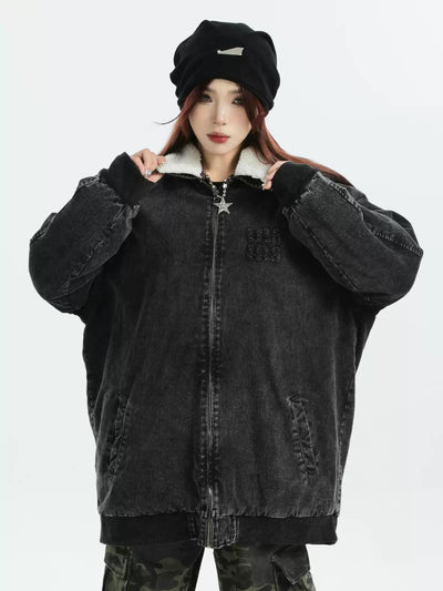 Oversized Washed Denim Jacket Korean Street Fashion Jacket By INS Korea Shop Online at OH Vault