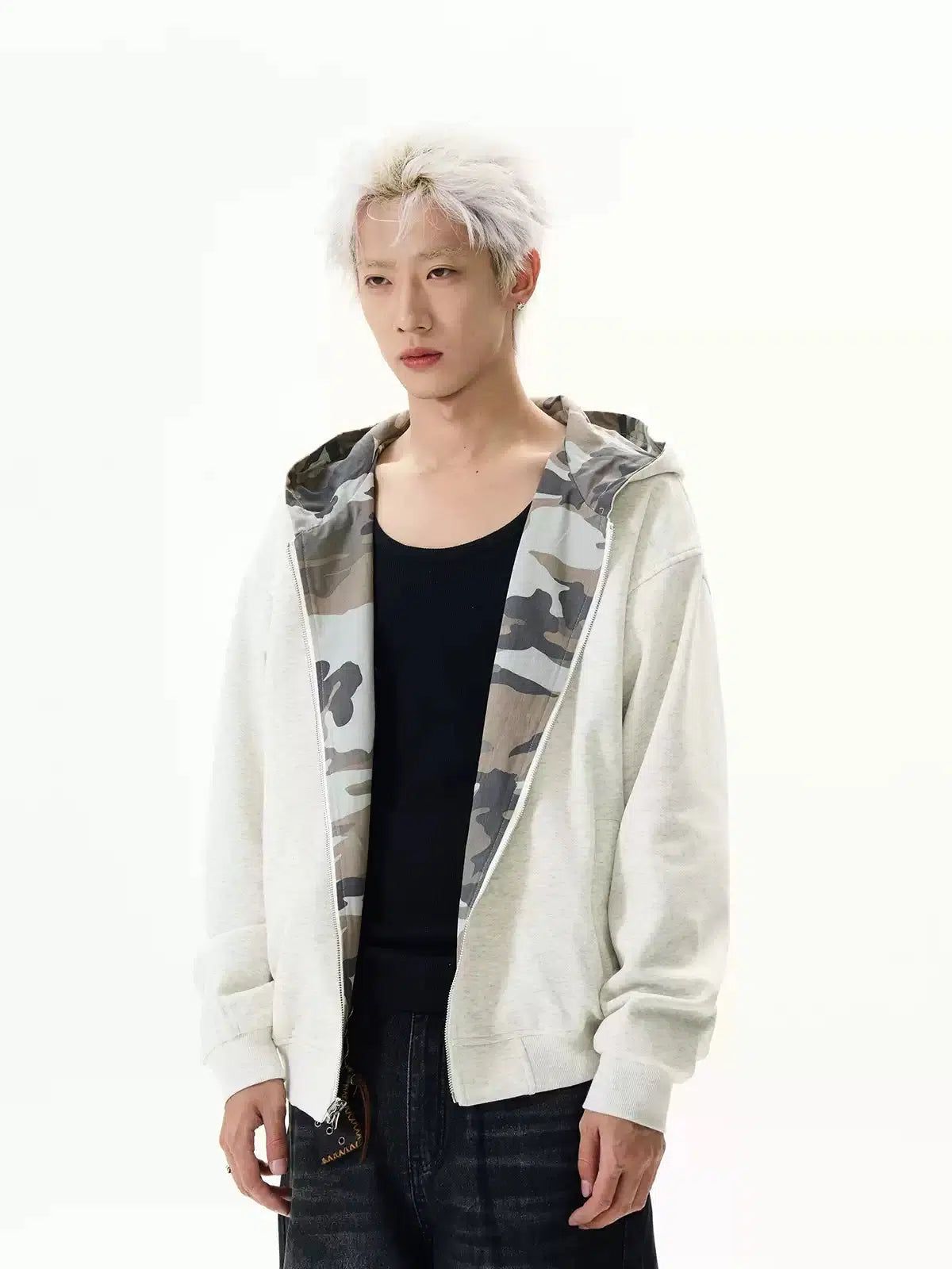 Reversible Camouflage Zip-Up Hoodie Korean Street Fashion Hoodie By A PUEE Shop Online at OH Vault