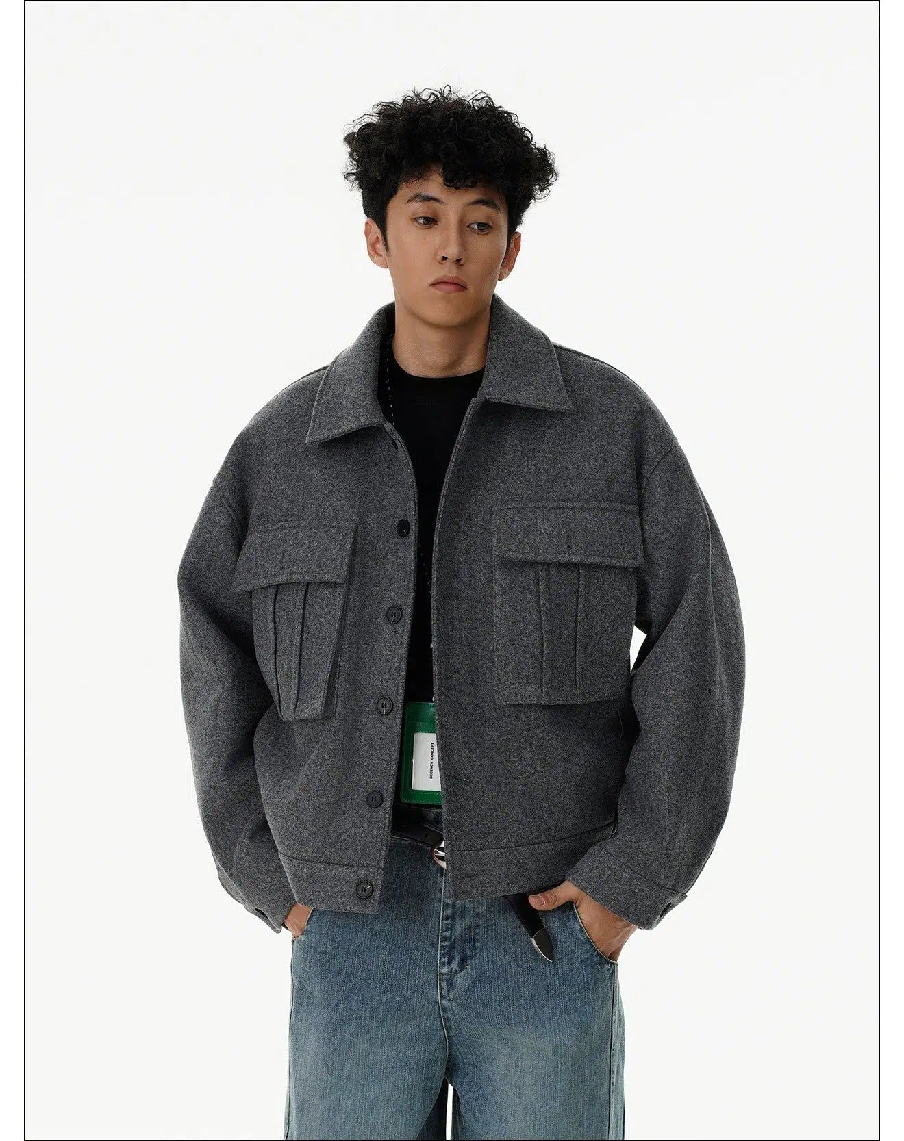 Plain Colored Pocket Jacket Korean Street Fashion Jacket By Mr Nearly Shop Online at OH Vault