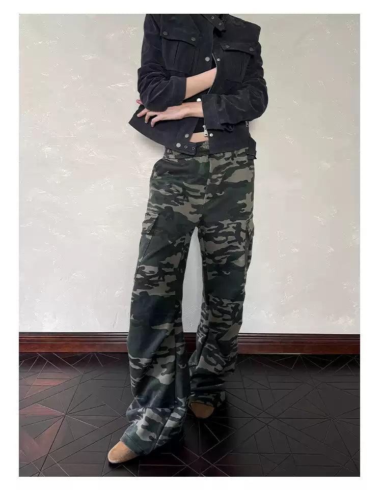 Elastic Waist Camouflage Cargo Pants Korean Street Fashion Pants By A PUEE Shop Online at OH Vault
