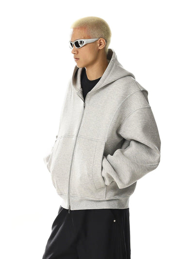 Structured Kangaroo Pocket Zip-Up Hoodie Korean Street Fashion Hoodie By MEBXX Shop Online at OH Vault