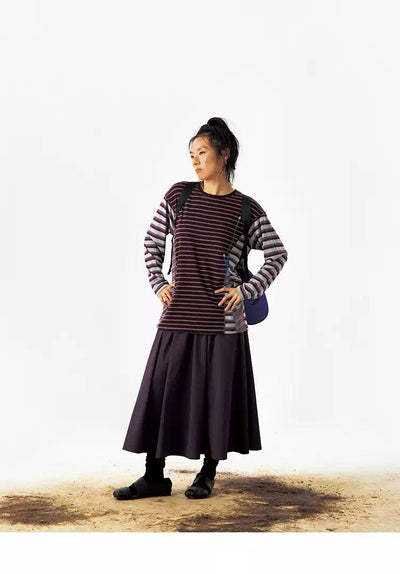 Irregular Striped Spliced Long Sleeve T-Shirt Korean Street Fashion T-Shirt By Crying Center Shop Online at OH Vault