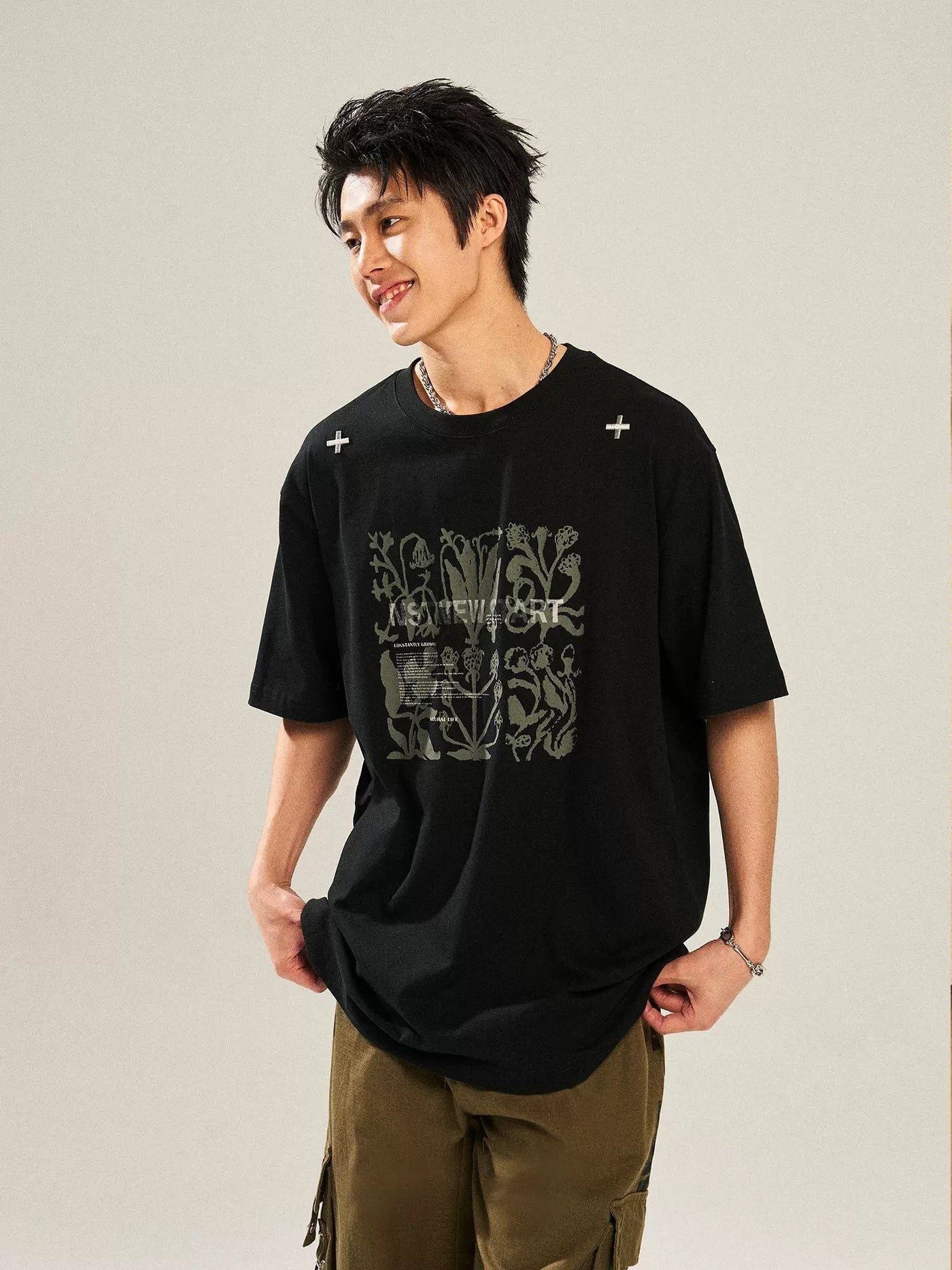 Subtle Overlay Print T-Shirt Korean Street Fashion T-Shirt By New Start Shop Online at OH Vault