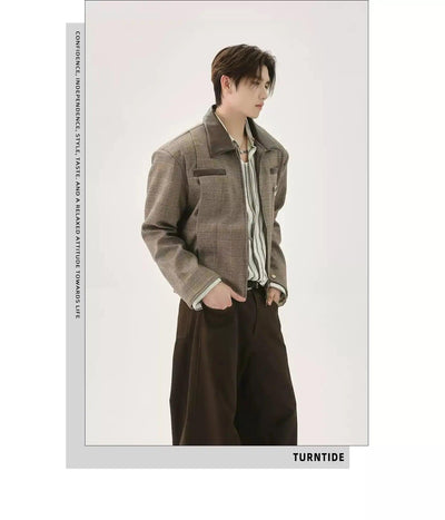 Shoulder Pad Checkered Jacket Korean Street Fashion Jacket By Turn Tide Shop Online at OH Vault