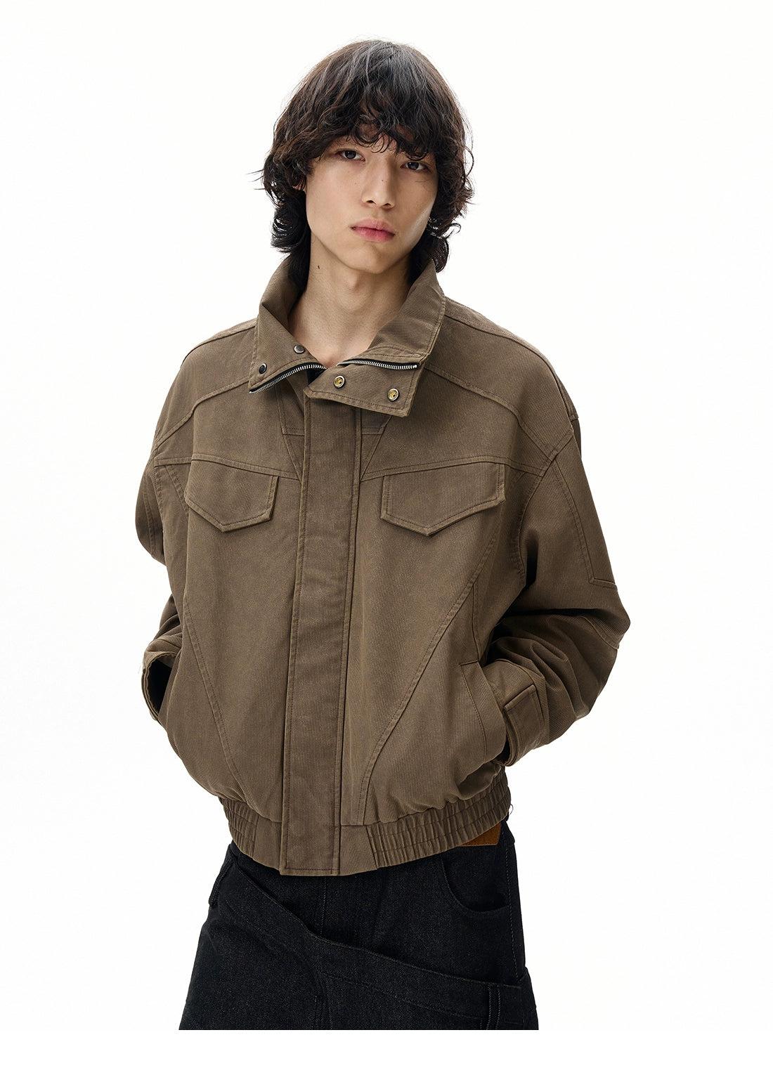 Structured Ruch Hem Jacket Korean Street Fashion Jacket By 77Flight Shop Online at OH Vault