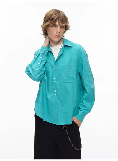 Chic Breast Pocket L/S Shirt Korean Street Fashion Shirt By Country Moment Shop Online at OH Vault