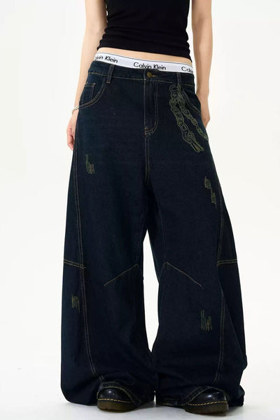 Drawn Detail and Rips Jeans Korean Street Fashion Jeans By MaxDstr Shop Online at OH Vault