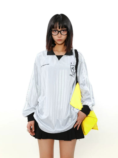 Shiny Drapey Long Sleeve Polo Korean Street Fashion Polo By Mr Nearly Shop Online at OH Vault